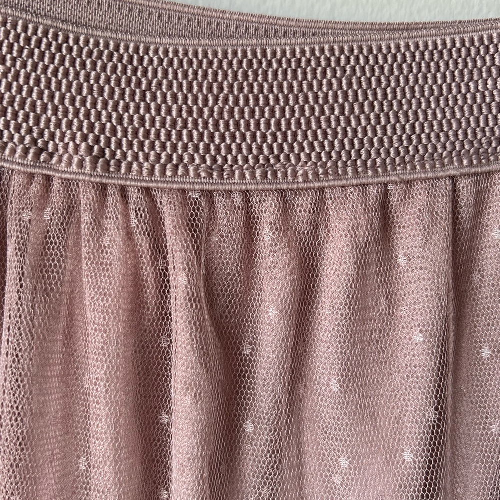 BY ANTHROPOLOGIE Serena Dusty Blush Tiered Tulle Maxi Skirt Size Small - Picture 6 of 11